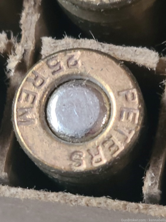 Vintage PETERS 25 REMINGTON 117 Grain Ammunition FULL CORRECT AMMO 20 ROUND-img-1