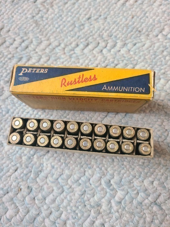 Vintage PETERS 25 REMINGTON 117 Grain Ammunition FULL CORRECT AMMO 20 ROUND-img-4