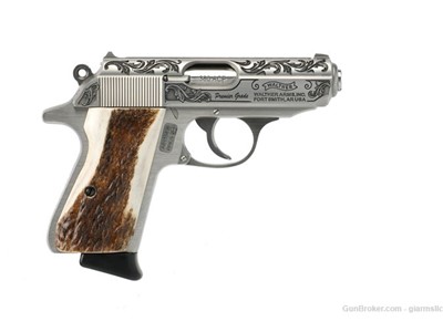 Walther PPK/S 380ACP SS ENGRAVED/STAG TYLER GUNWORKS PREMIER GRADE 380 ACP