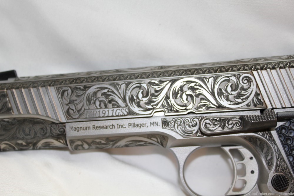 Rare Incredible Custom Engraved DE 1911 45ACP 5" SS W/KNIFE 45 ACP-img-4