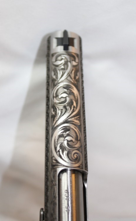Rare Incredible Custom Engraved DE 1911 45ACP 5" SS W/KNIFE 45 ACP-img-16