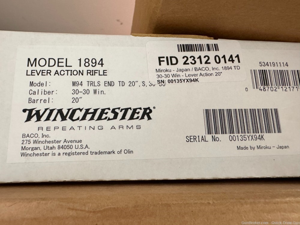 Winchester 1894 Trials End Take Down 30-30 New in Box-img-10