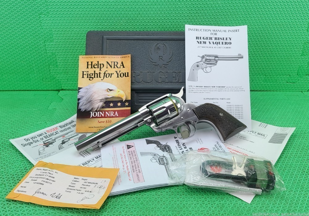 Ruger * VAQUERO * 357 Mag 5 1/2" BRIGHT STAINLESS In Original Box -img-0