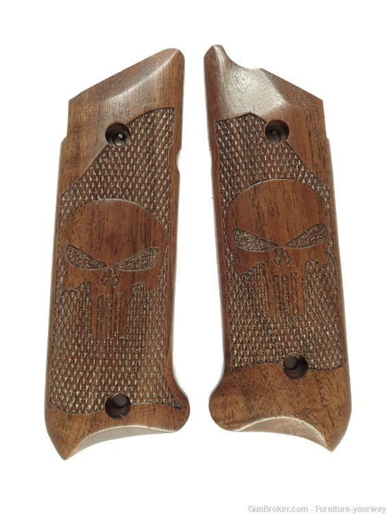 Walnut Punisher #2 Ruger Mark IV Grips Checkered Engraved Textured-img-1