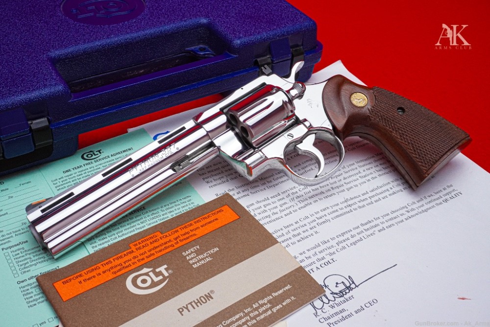 Superb 1995 Colt Python 357 Mag 6" *BREATHTAKING BRIGHT STAINLESS*-img-0