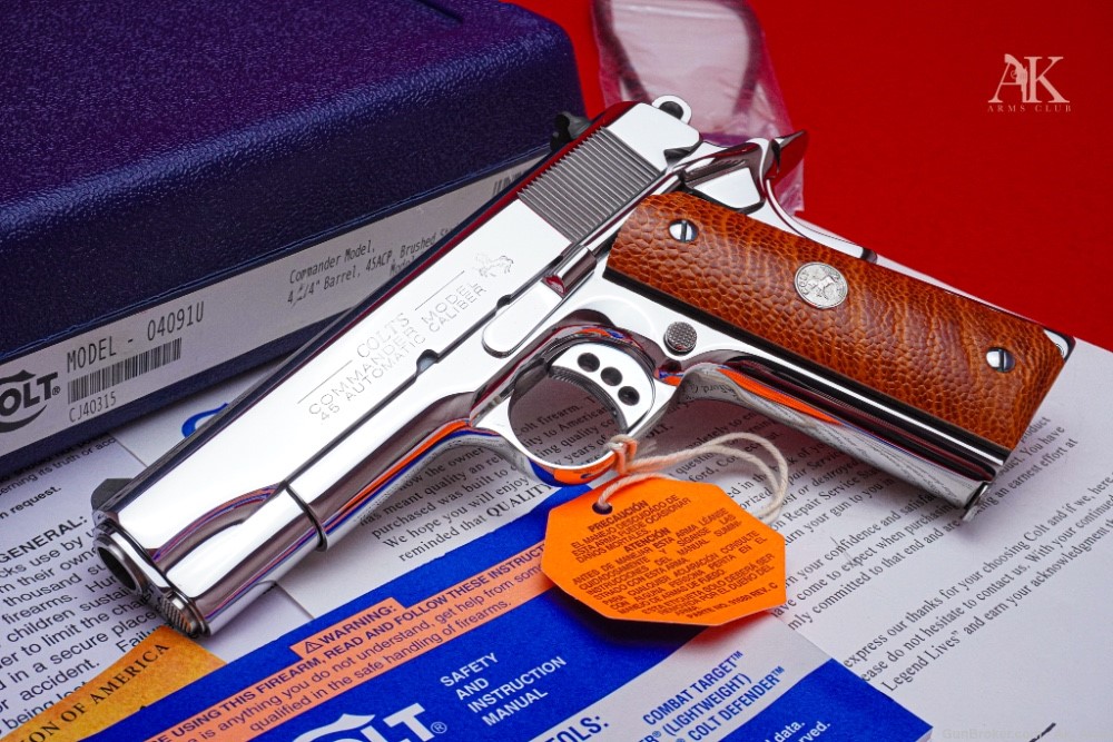 2011 Colt Commander 1911 .45acp *BREATHTAKING BRIGHT STAINLESS*-img-0