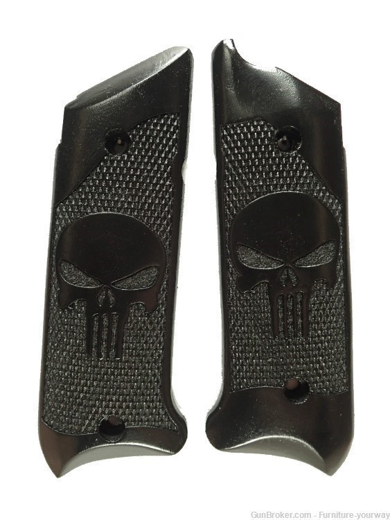 -Ebony Punisher #2 Ruger Mark IV Grips Checkered Engraved Textured-img-1