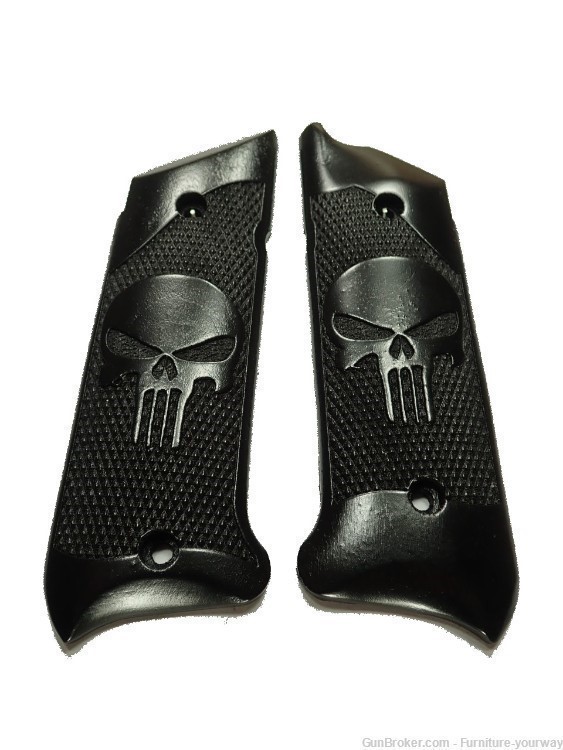 -Ebony Punisher #2 Ruger Mark IV Grips Checkered Engraved Textured-img-0