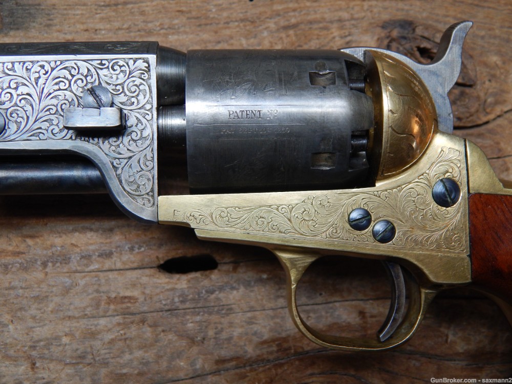 Pietta 1851 Navy .36 Caliber Engraved Revolver Cased With Extras-img-6
