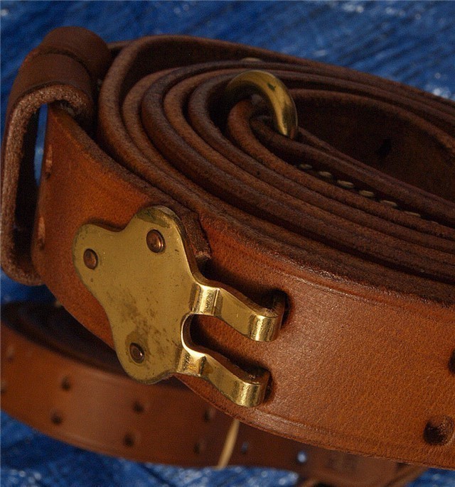 WWI/WW2, RIA 1918, KERR 1917, etc.,  replica Leather sling brass MODEL 1907-img-1