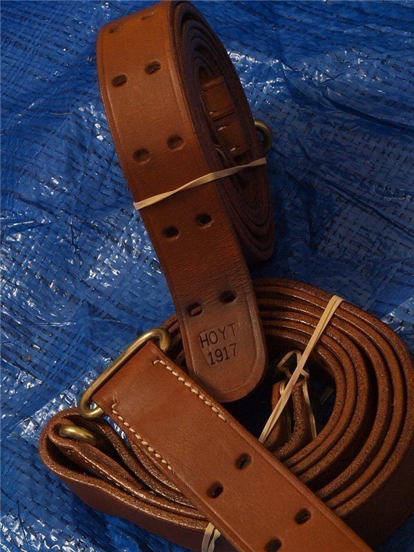 WWI/WW2, RIA 1918, KERR 1917, etc.,  replica Leather sling brass MODEL 1907-img-3