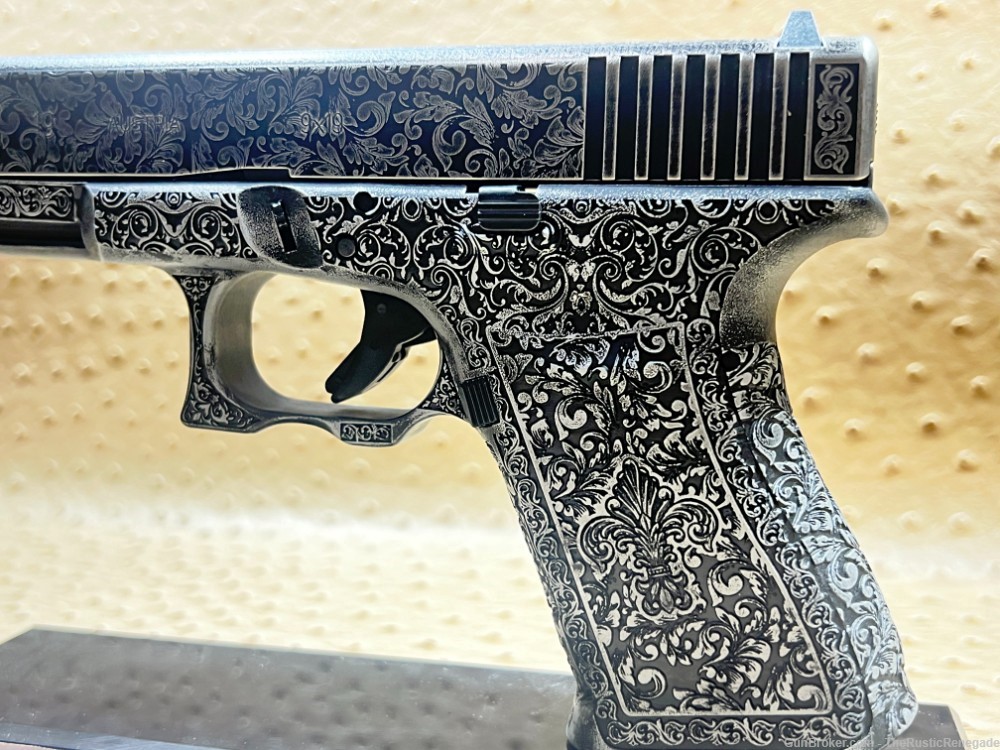 Unfired Glock 19 GEN 3 9MM Pistol Custom “Fleur De Lis” Filigree-img-2