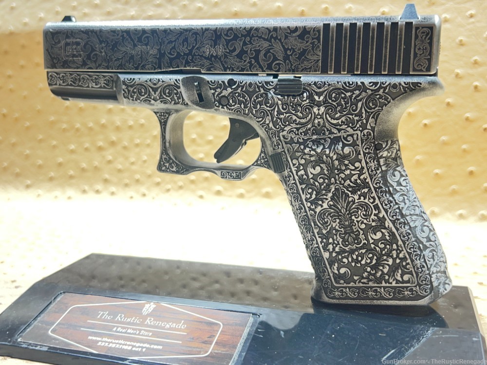 Unfired Glock 19 GEN 3 9MM Pistol Custom “Fleur De Lis” Filigree-img-0