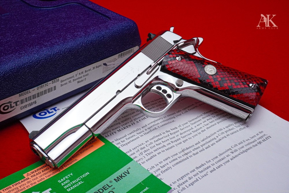 STUNNING Colt 1911 Government 5" .38 Super *BREATHTAKING BRIGHT STAINLESS*-img-0