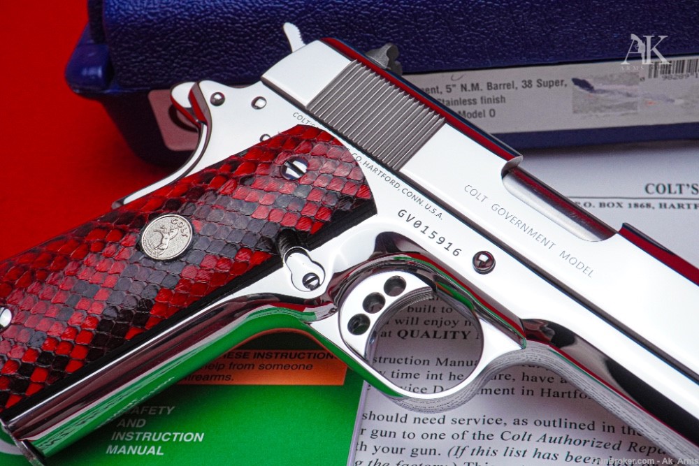 STUNNING Colt 1911 Government 5" .38 Super *BREATHTAKING BRIGHT STAINLESS*-img-6