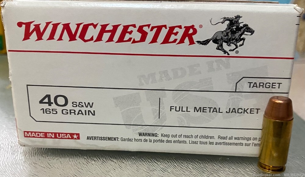 500 Round 40 Caliber Winchester S&W 165 Grain FMJ 500 Rounds New in Box-img-0