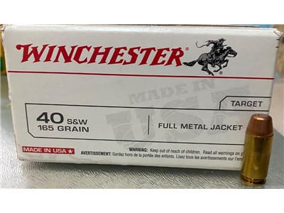 40 Caliber Winchester Ammo S&W 165 Grain FMJ 800 Rounds New in Box