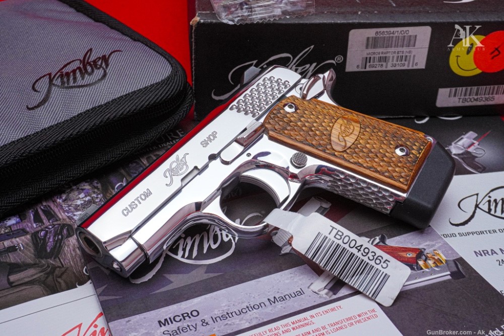 Kimber Stainless Micro Raptor 9mm In Box *BREATHTAKING BRIGHT STAINLESS*-img-0