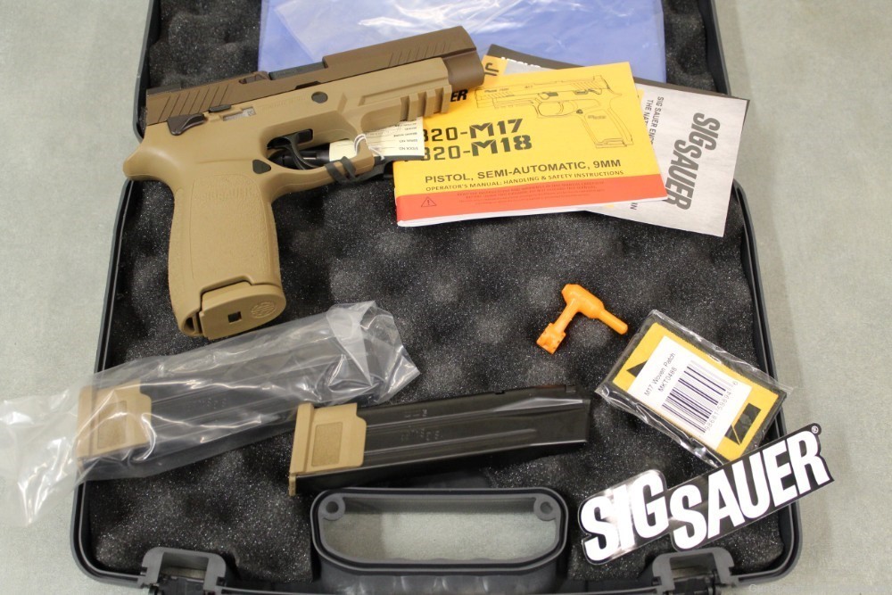Sig Sauer 320F M17 with sight plate, Coyote Brown, night sights, NIB -img-0