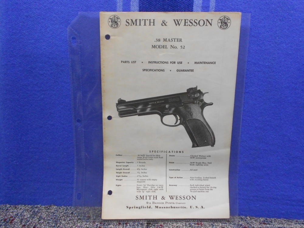 Manual for S&W .38 Master Model No. 52 -img-0