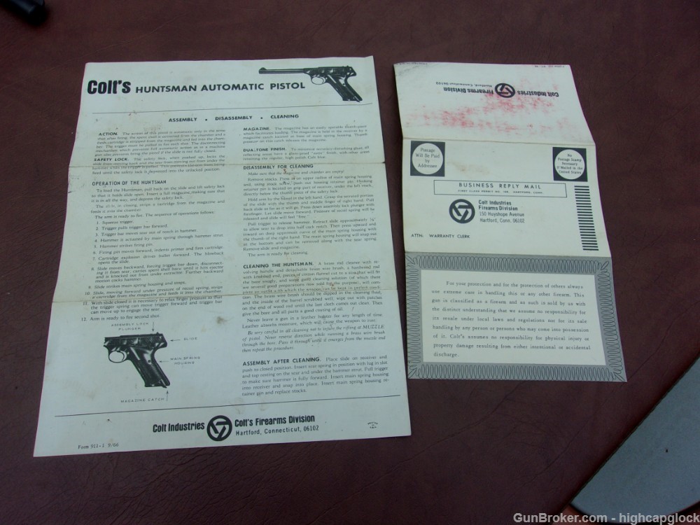 Colt Huntsman .22lr 4.5" Pistol w/ Box & Manual 1968 SO NICE $1START-img-18