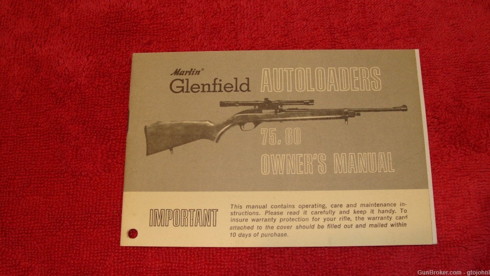 Marlin Glenfield 60 75 Owner's Manual Dated 1973-img-0