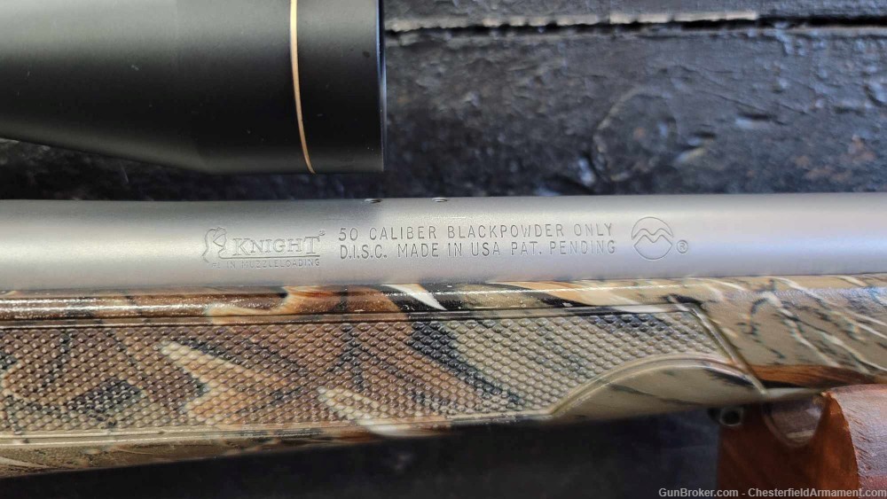 Knight DISC 50 Cal Black Powder Rifle Camo Stock w/Leupold 3-9 Vari-X IIc-img-4