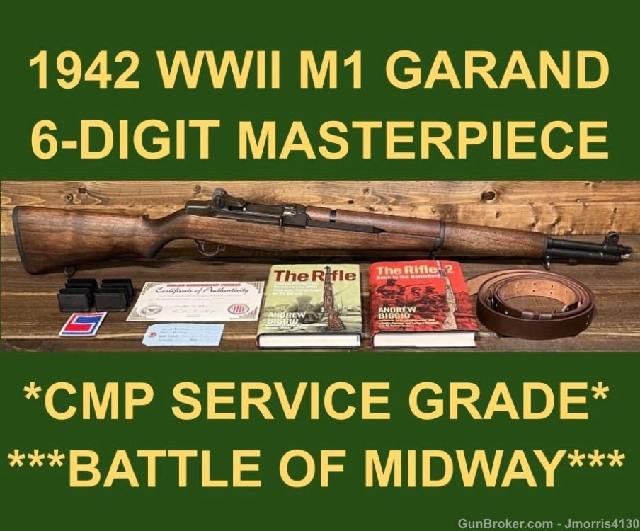 M1 GARAND 1942 SPRINGFIELD CMP SERV. GRADE NM STOCK MASTERPIECE VAR WW2 -img-0