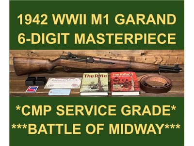M1 GARAND 1942 SPRINGFIELD CMP SERV. GRADE NM STOCK MASTERPIECE VAR WW2 