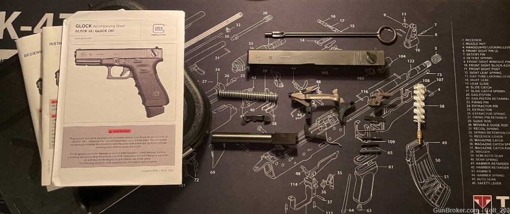 Glock 18 G18 9mm Machine Pistol Parts Kit with Barrel-img-0