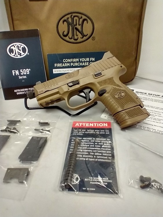 FN 509C Tactical 9mm Pistol FDE 4" Threaded/MOS w/Case & Paperwork USED-img-1