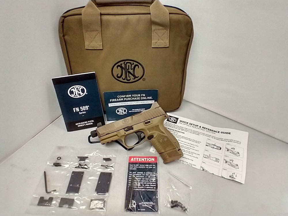 FN 509C Tactical 9mm Pistol FDE 4" Threaded/MOS w/Case & Paperwork USED-img-0