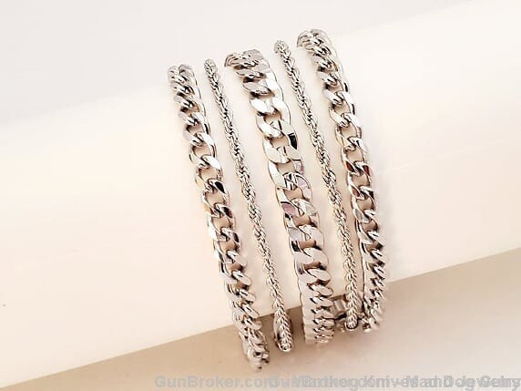 Goldfathers Jewelry. 5 Rhodium Layered 7" Bracelets. UNISEX. GF34.-img-4