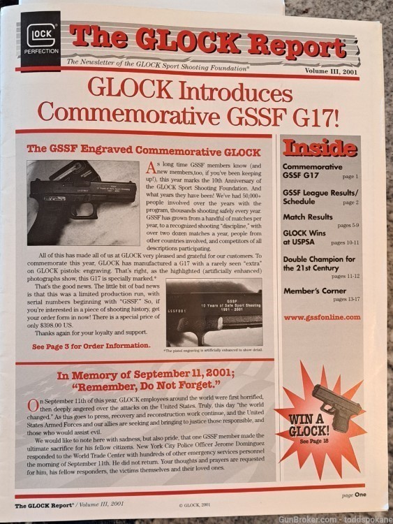 Glock 17 pistol commemorative 10 year GSSF NIB (030 of 500 made) RARE   -img-4