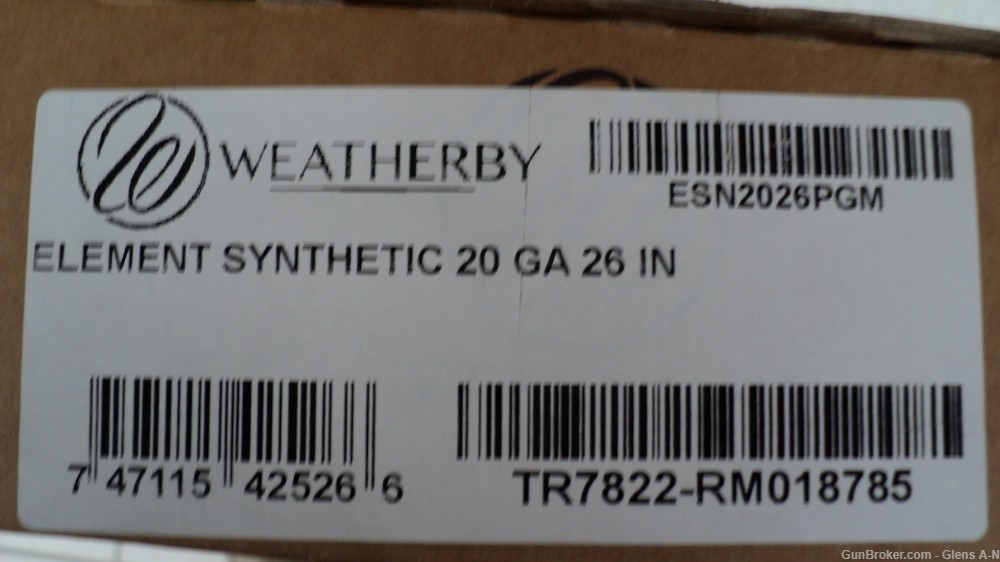 NEW Weatherby Element 20ga 26" 3" Tungsten BLK Synthetic ESN2026PGM .01 NR-img-8