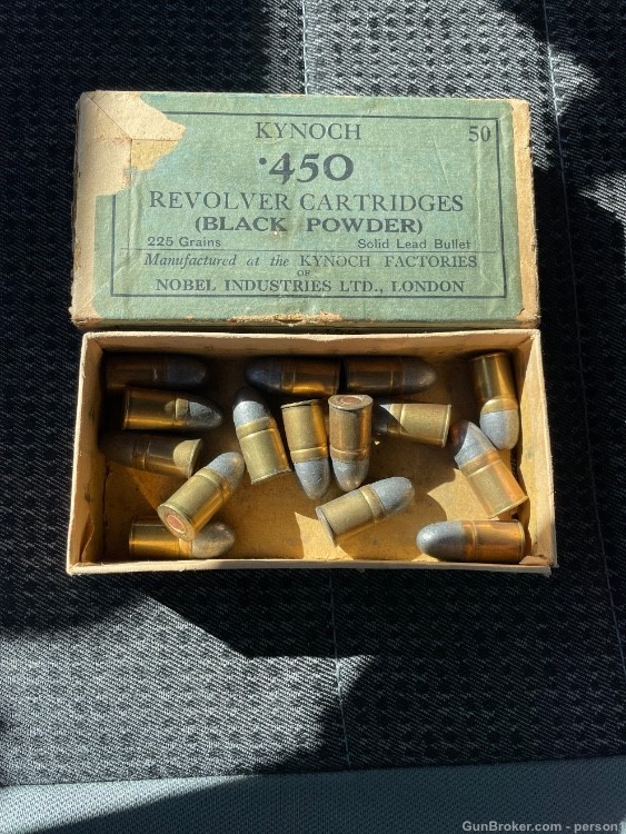 Rare BOX with AMMO 450 Revolver lead round nose early black powder .450 rev-img-0