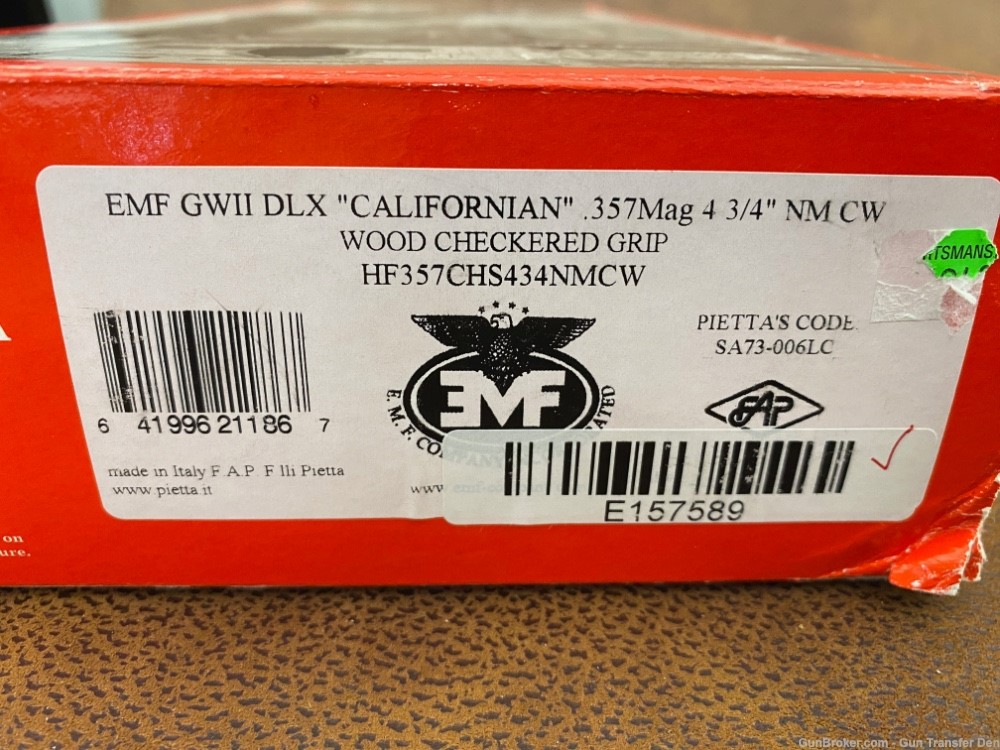 NIB EMF GREAT WESTERN II "CALIFORNIAN 357MAG 4 3/4" F.LLI PIETTA COWBOY SA-img-3