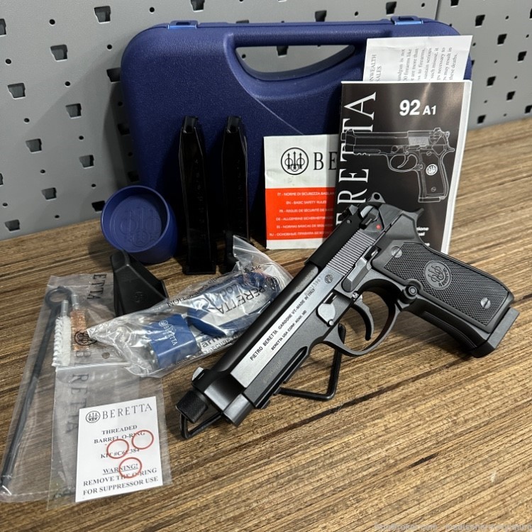 Beretta 92A1 9mm 4.9" Threaded Barrel 17rd Box + Papers MINT Penny Auction-img-0