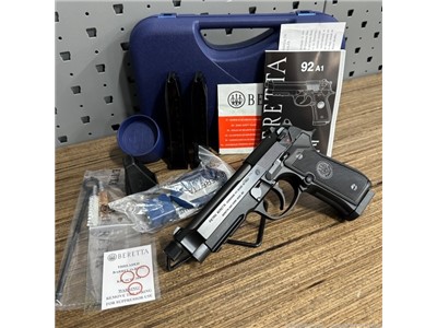 Beretta 92A1 9mm 4.9" Threaded Barrel 17rd Box + Papers MINT Penny Auction