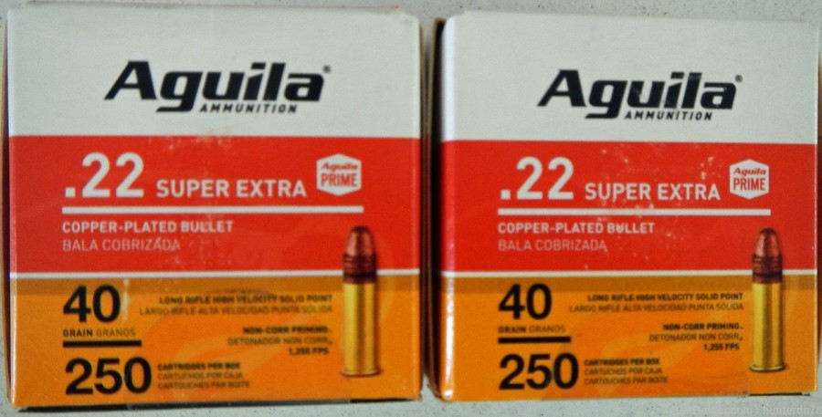 Aguila Super Extra 22 cal. ammo 40 gr. High Velocity. 500 rds.-img-0