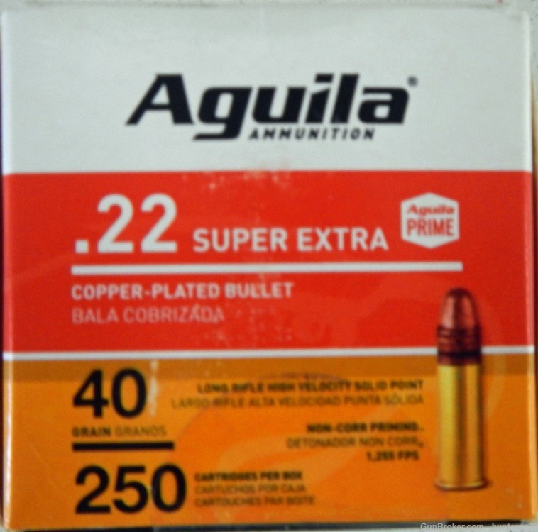 Aguila Super Extra 22 cal. ammo 40 gr. High Velocity. 500 rds.-img-1