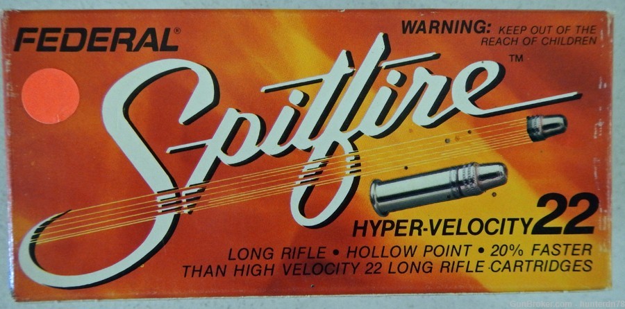 Federal Spitfire 22 cal. ammo Hyper Velocity. 1500 FPS. Vintage, Collector-img-1
