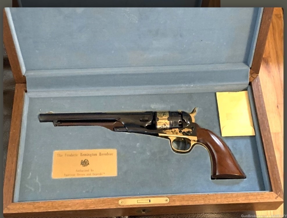 Scarce FREDERIC REMINGTON 24K GOLD REVOLVER.-img-0