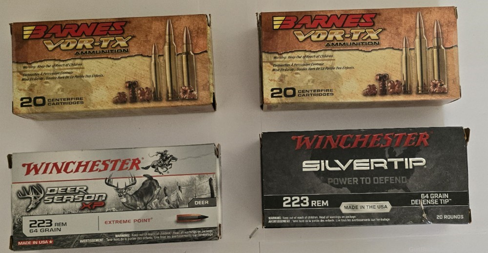 x80 Assorted .223 ammo, barnes vortex 55 gr tsx, winchester deer season xp,-img-1