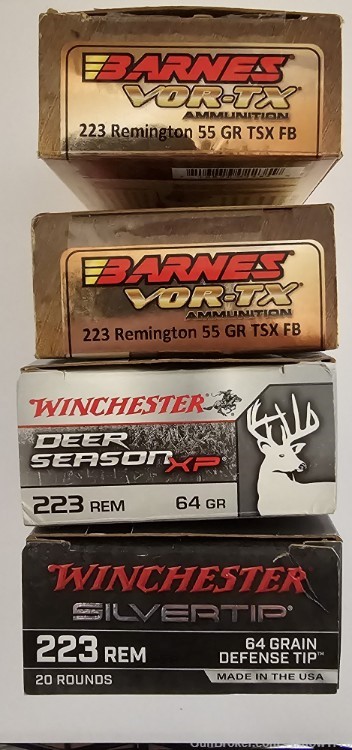 x80 Assorted .223 ammo, barnes vortex 55 gr tsx, winchester deer season xp,-img-0