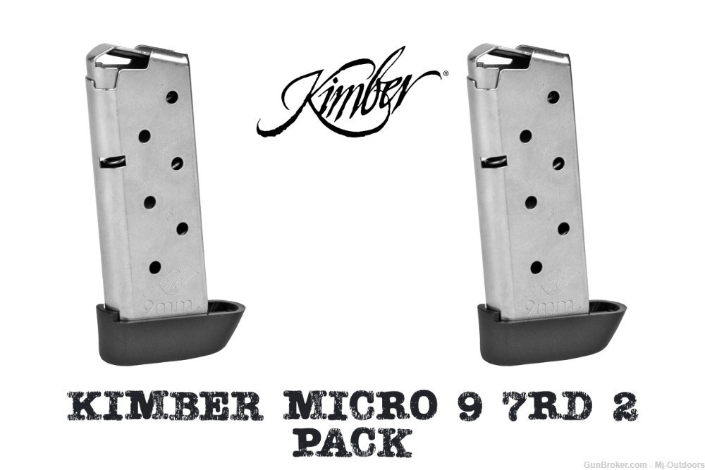 Kimber Micro 9 Stainless Steel Extended Magazine 9mm 7rd 2 Pack-img-0