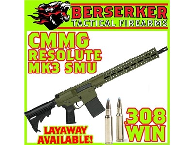 CMMG RESOLUTE Mk3 .308 WIN 16.1" Sniper Green Battle Rifle SMU SHIPS FREE