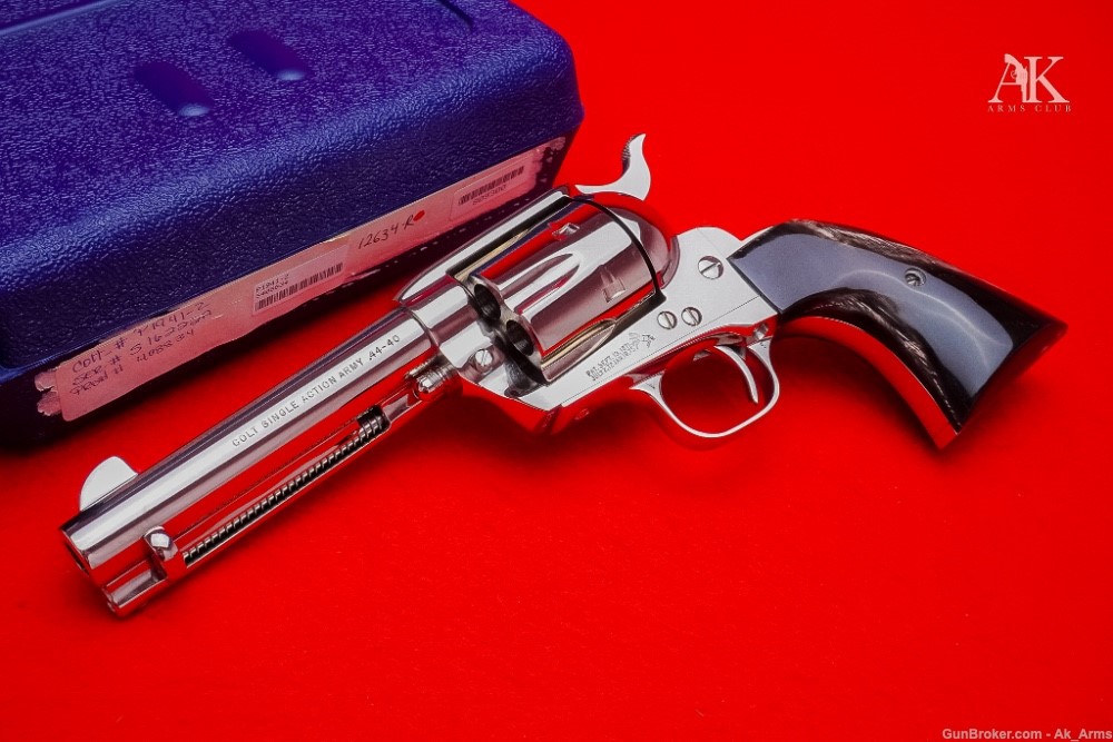 Ultra Rare 1997 Colt SAA 4.75" .44-40 *FACTORY NICKEL - BUFFALO HORN GRIPS*-img-0