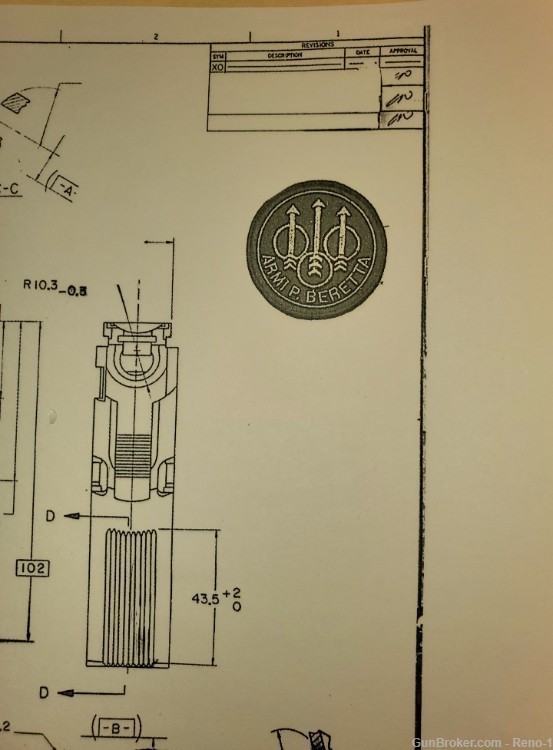 Beretta 92 Receiver/Frame Engineering Drawing -img-1