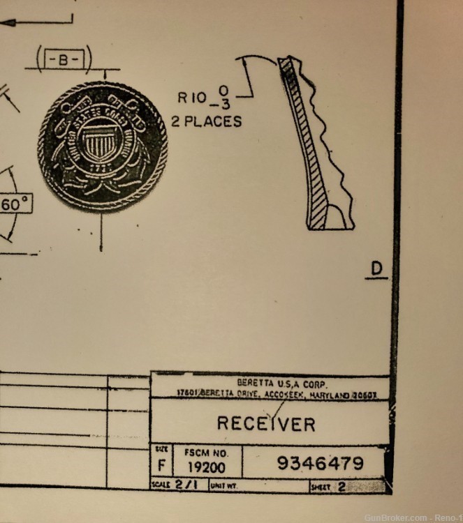 Beretta 92 Receiver/Frame Engineering Drawing -img-3